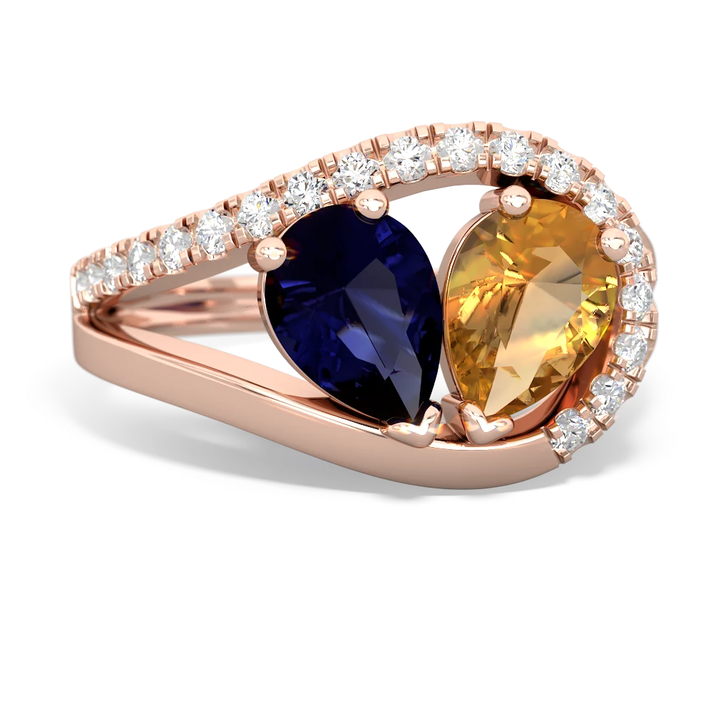 Sapphire Nestled Heart Keepsake 14K Rose Gold ring R5650