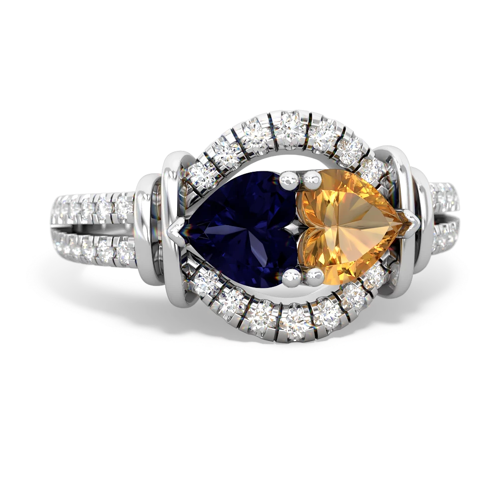 Sapphire Art-Deco Keepsake 14K White Gold ring R5630