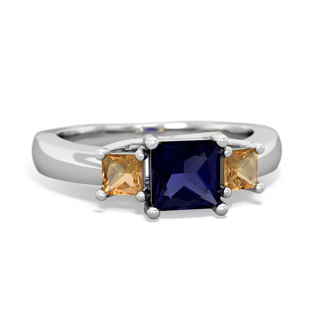 Sapphire Three Stone Trellis 14K White Gold ring R4015