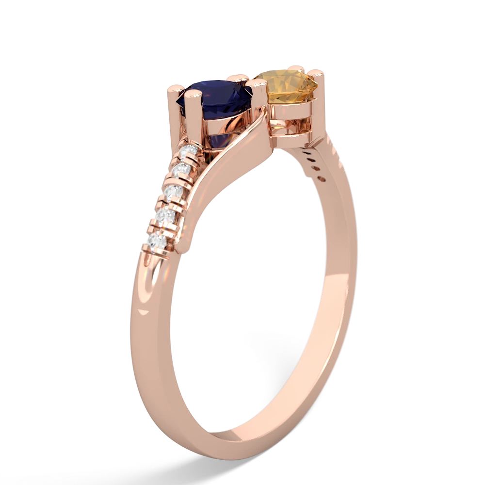 Sapphire Infinity Pave Two Stone 14K Rose Gold ring R5285