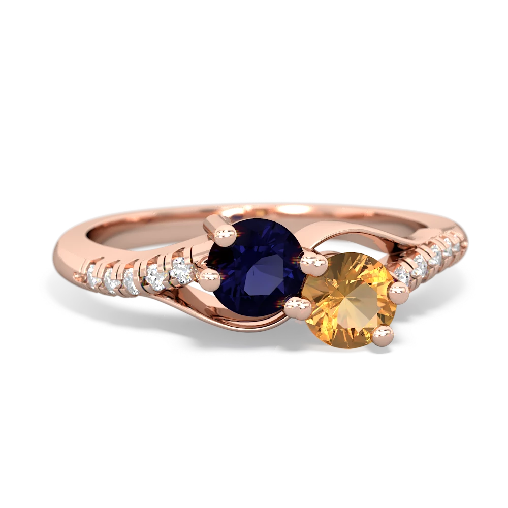 Sapphire Infinity Pave Two Stone 14K Rose Gold ring R5285