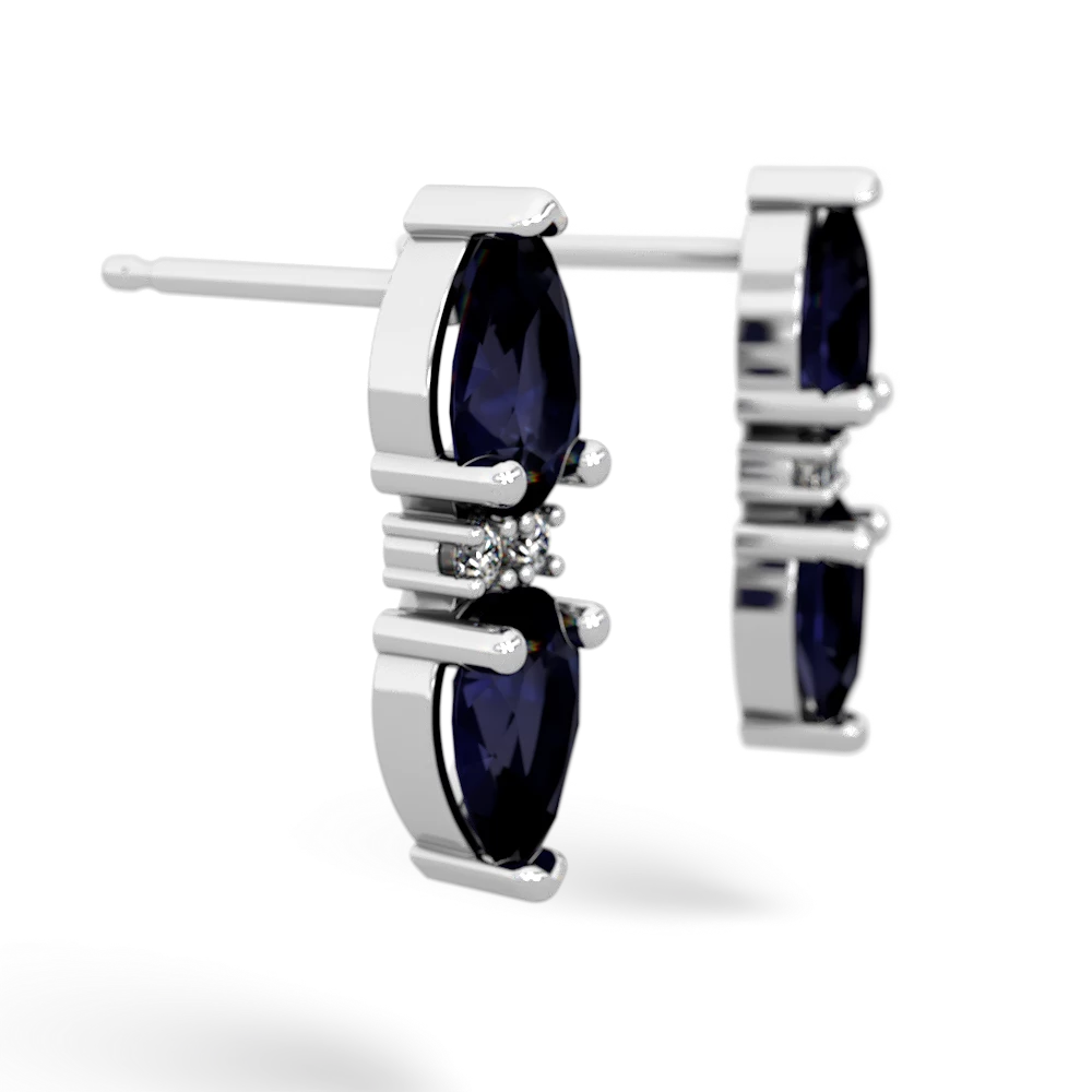 Sapphire Bowtie Drop 14K White Gold earrings E0865