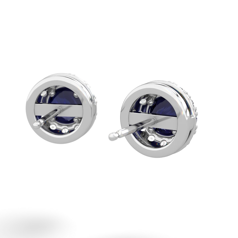 Sapphire Diamond Halo 14K White Gold earrings E5370