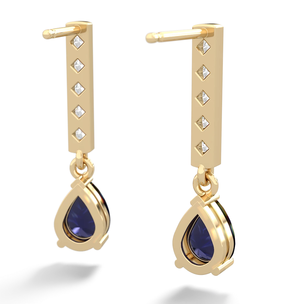 Sapphire Art Deco Diamond Drop 14K Yellow Gold earrings E5324