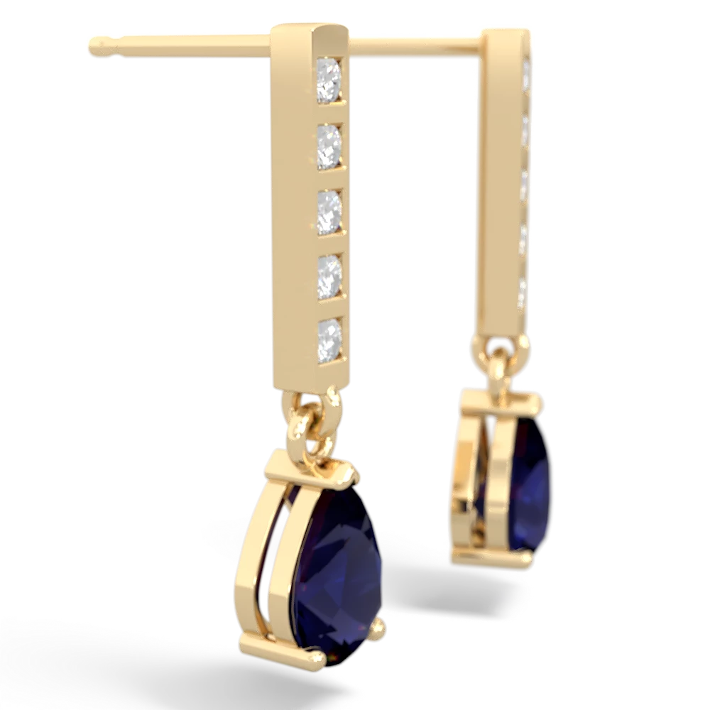 Sapphire Art Deco Diamond Drop 14K Yellow Gold earrings E5324