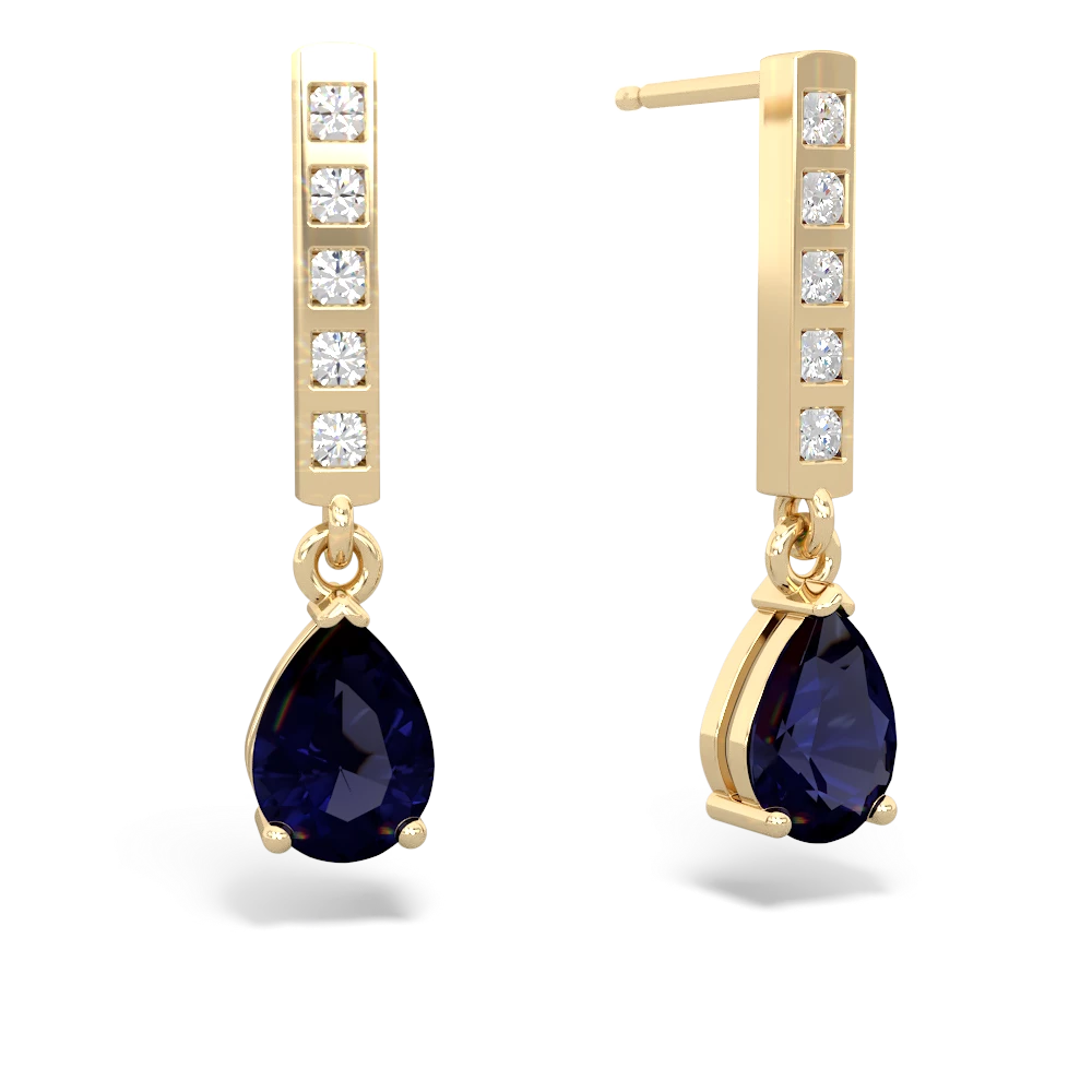 2.00CT ROUND CUT LAB CREATED SAPPHIRE WOMENS DROP EARRING 14K GOLD PLATED  SILVER | eBay