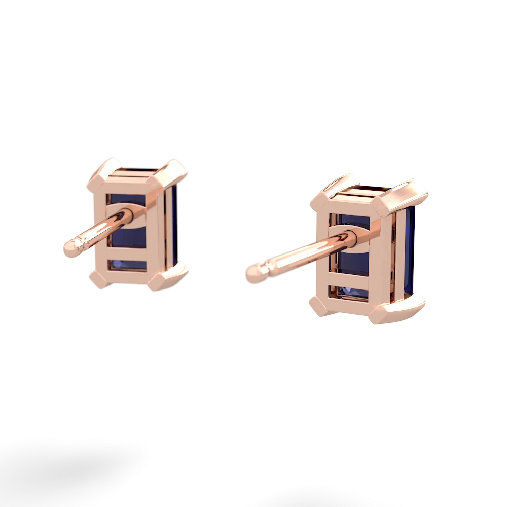 Sapphire 6X4mm Emerald-Cut Stud 14K Rose Gold earrings E1855