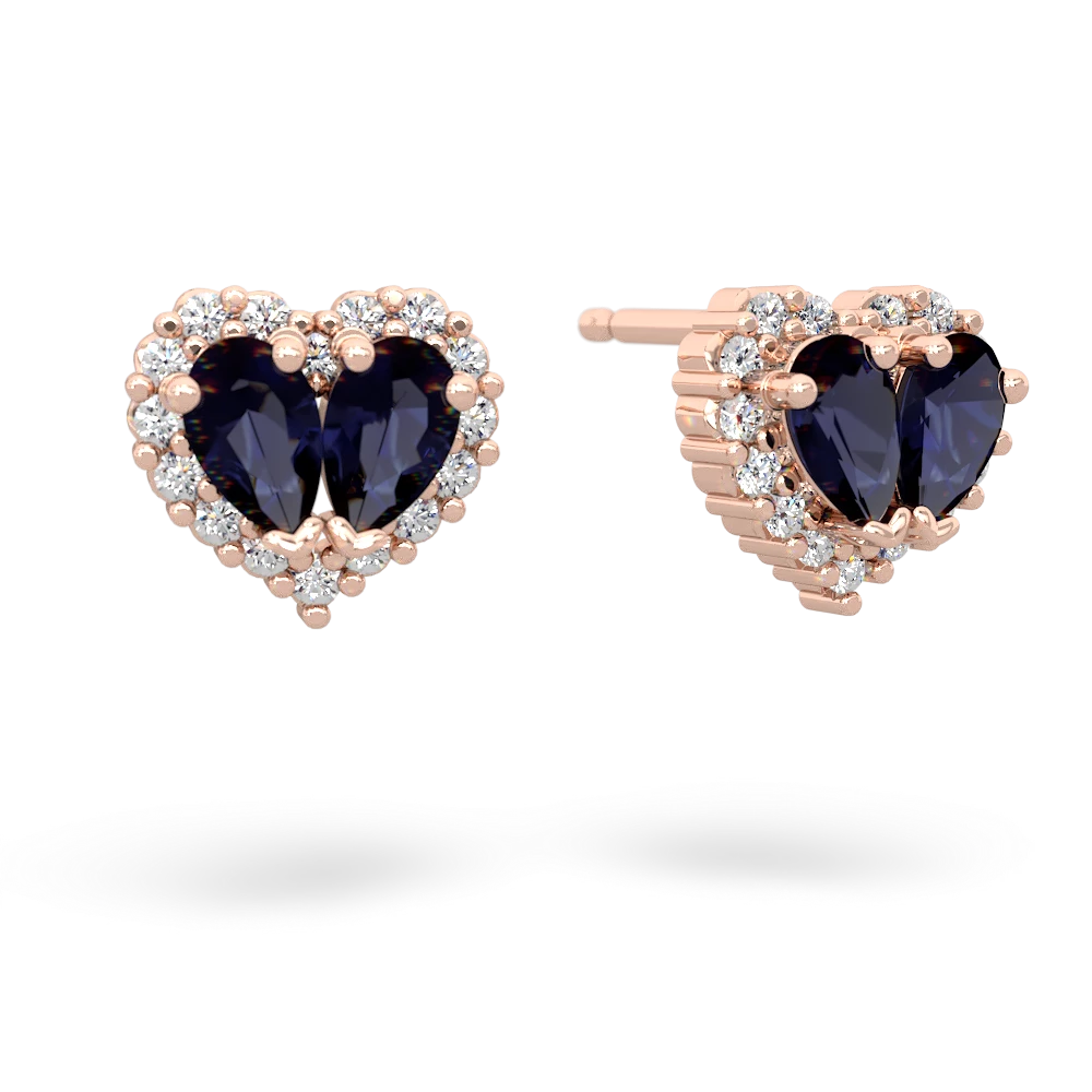 Sapphire Halo 14K Rose Gold earrings E7008