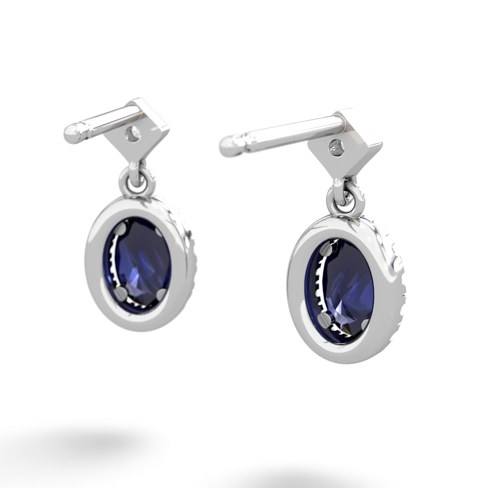 Sapphire Antique-Style Halo 14K White Gold earrings E5720