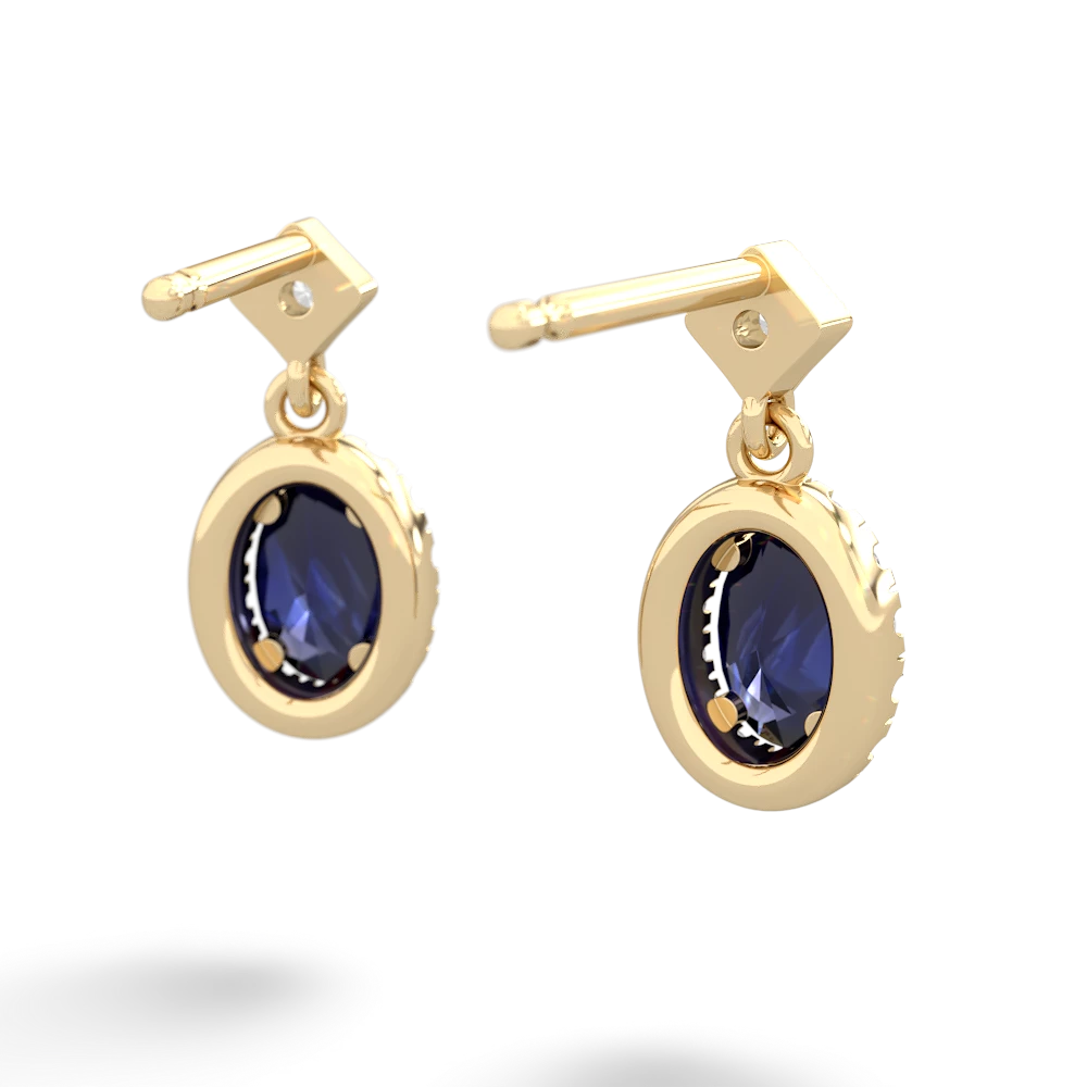 Sapphire Antique-Style Halo 14K Yellow Gold earrings E5720