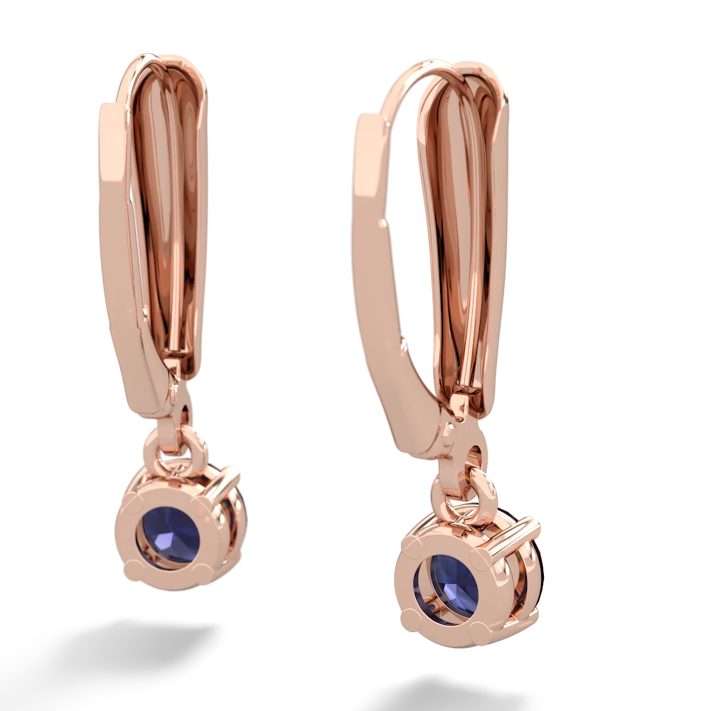 Sapphire 5Mm Round Lever Back 14K Rose Gold earrings E2785