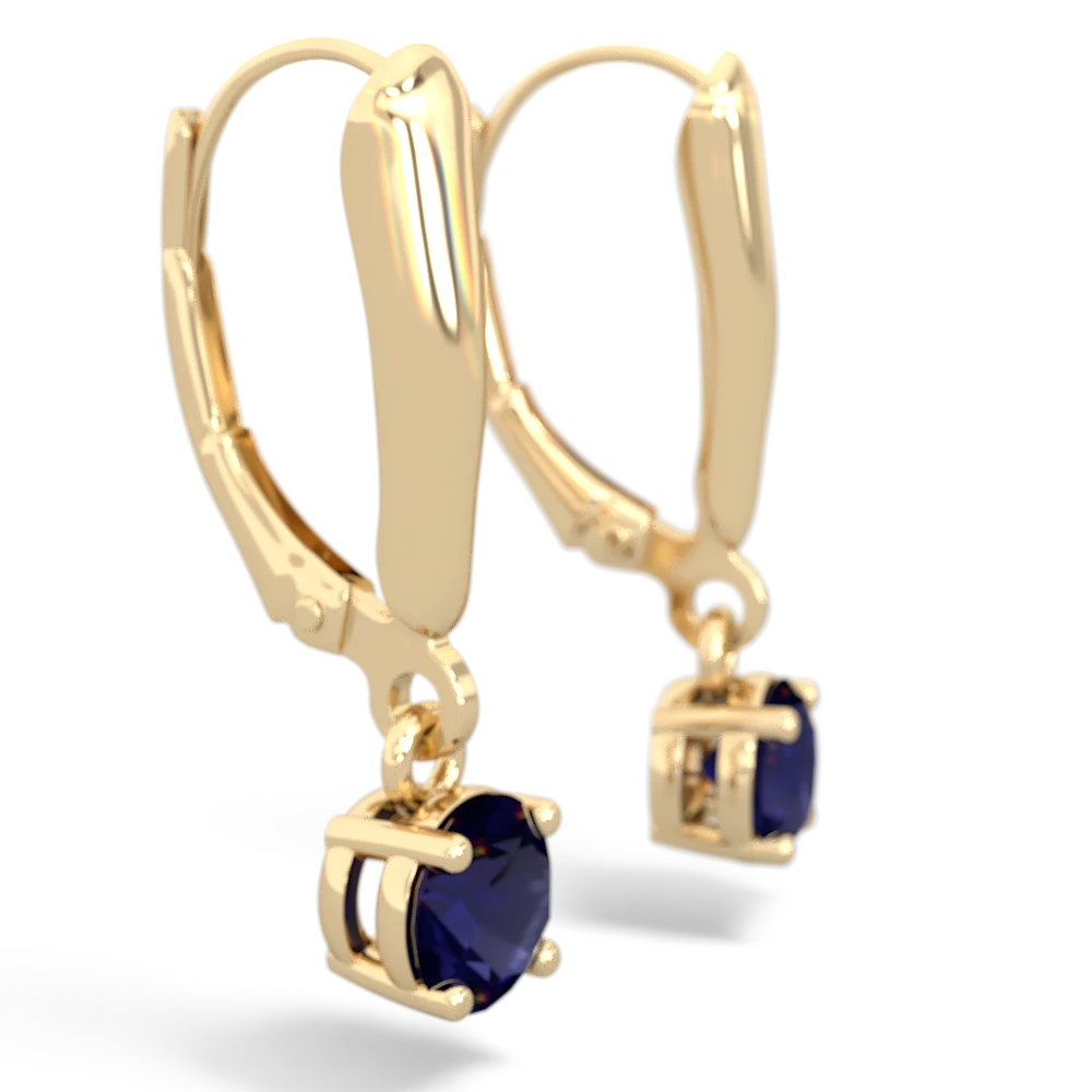 Sapphire 5Mm Round Lever Back 14K Yellow Gold earrings E2785