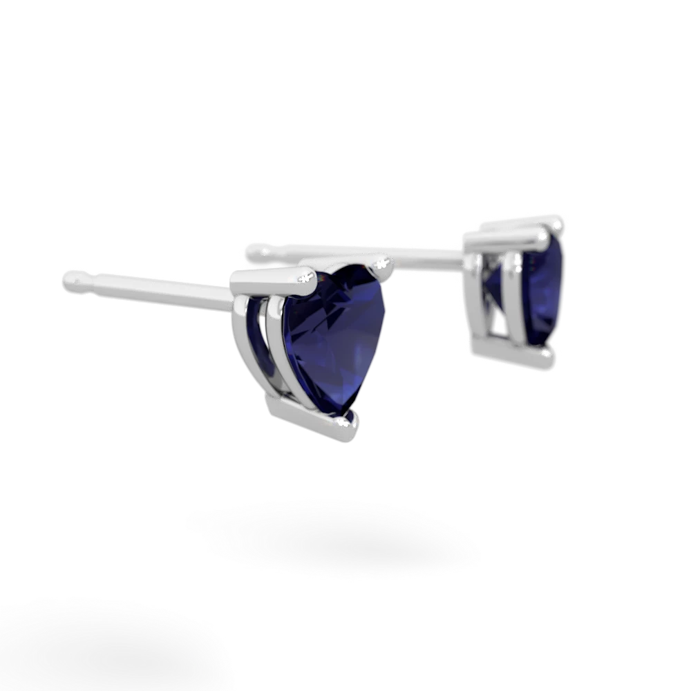 Sapphire 5Mm Heart Stud 14K White Gold earrings E1861