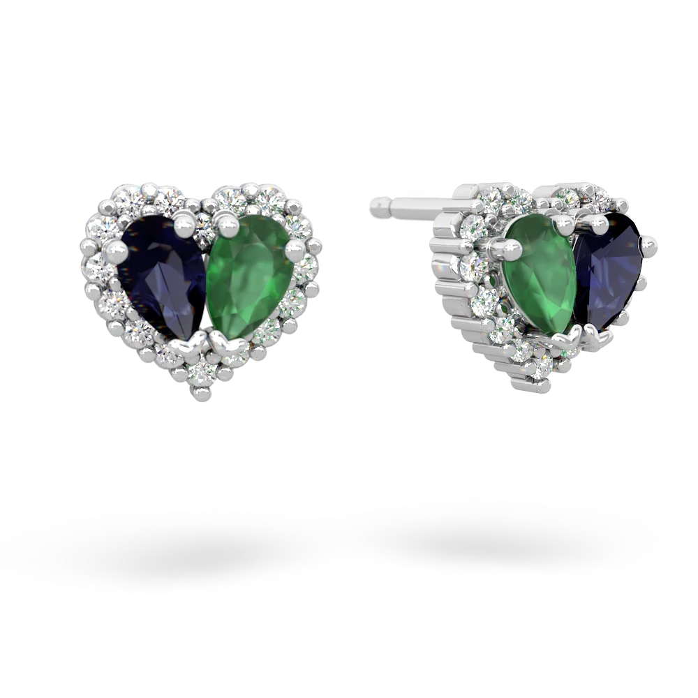 Sapphire Halo 14K White Gold earrings E7008