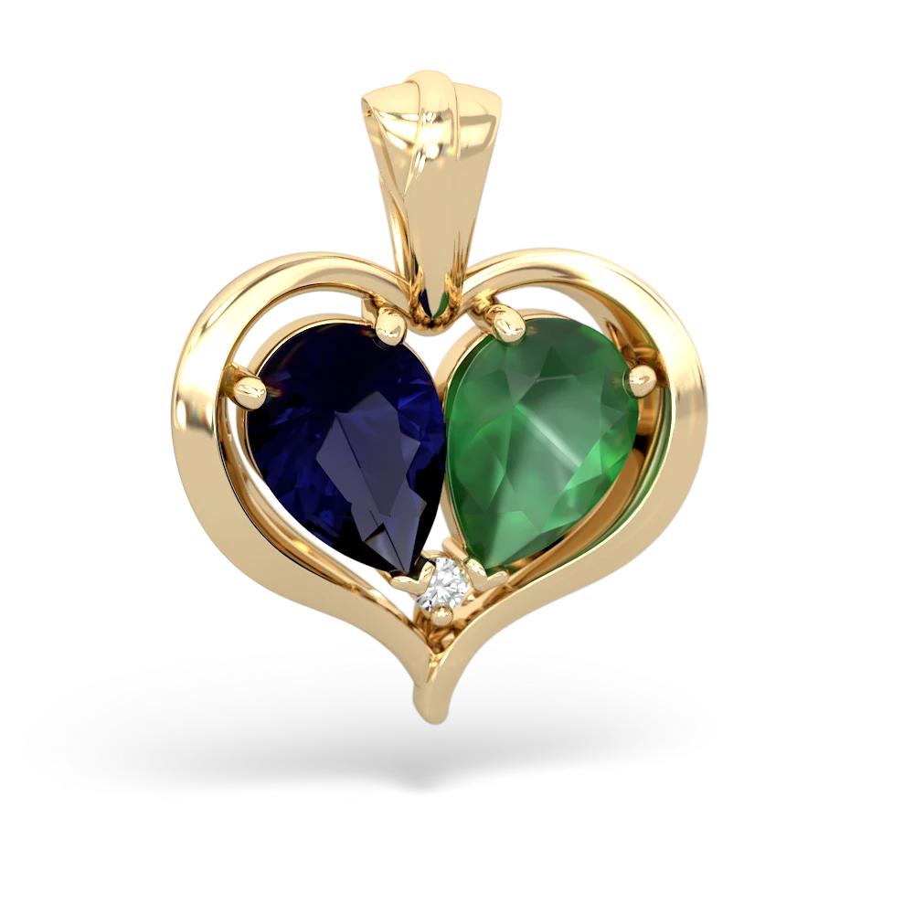 Sapphire Two Become One 14K Yellow Gold pendant P5330