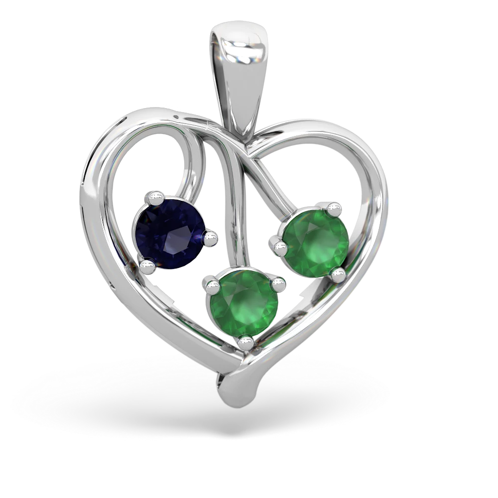 Sapphire Glowing Heart 14K White Gold pendant P2233