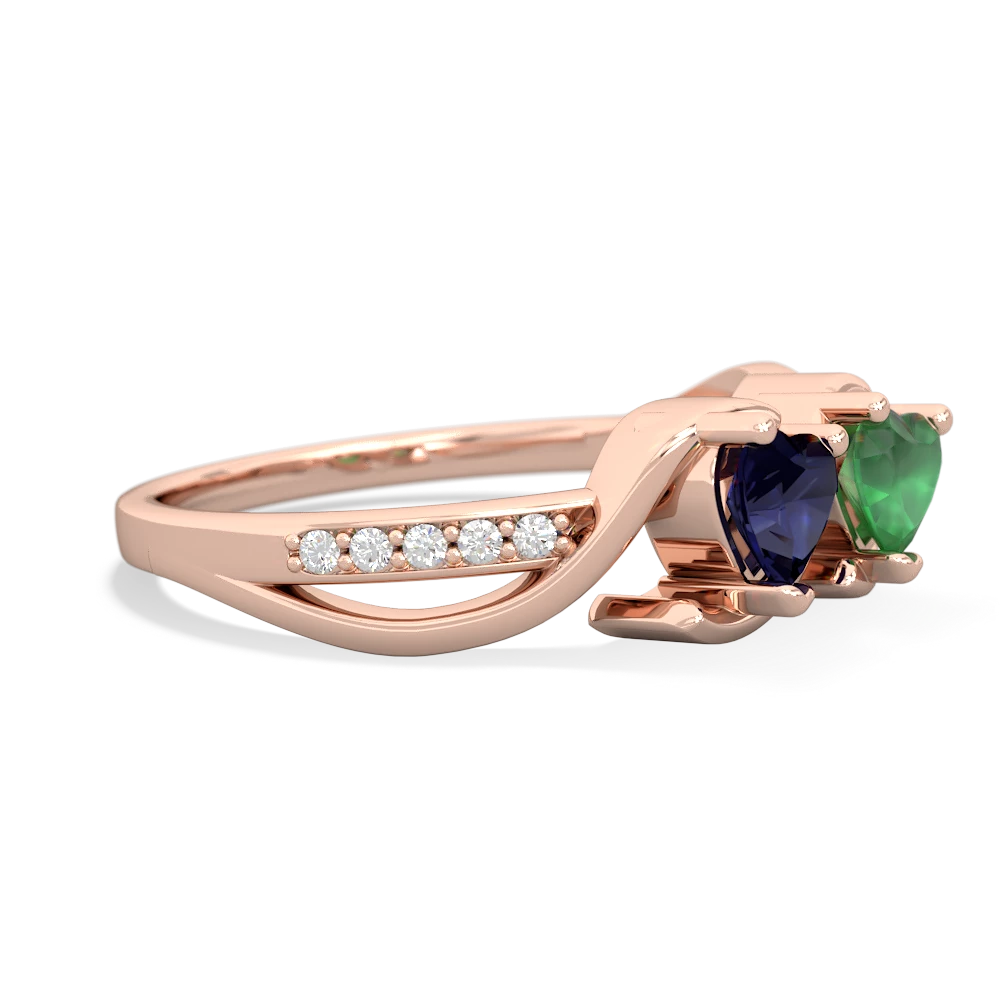 Sapphire Side By Side 14K Rose Gold ring R3090