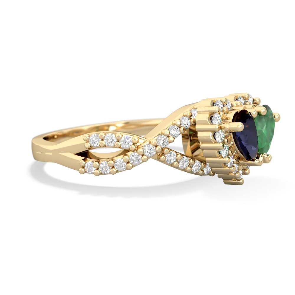 Sapphire Diamond Twist 'One Heart' 14K Yellow Gold ring R2640HRT