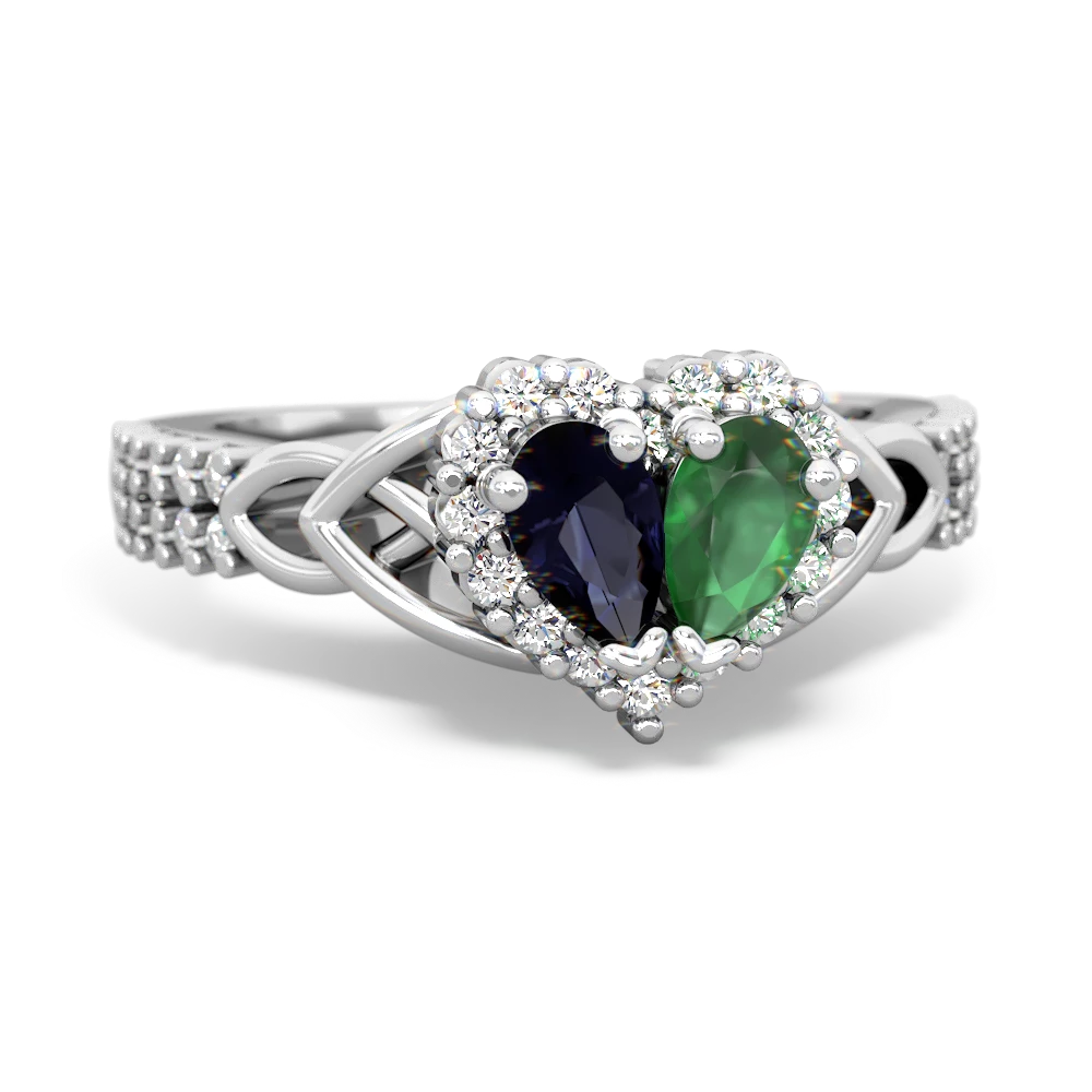 sapphire emerald keepsake engagement ring 2644r hrt white gold