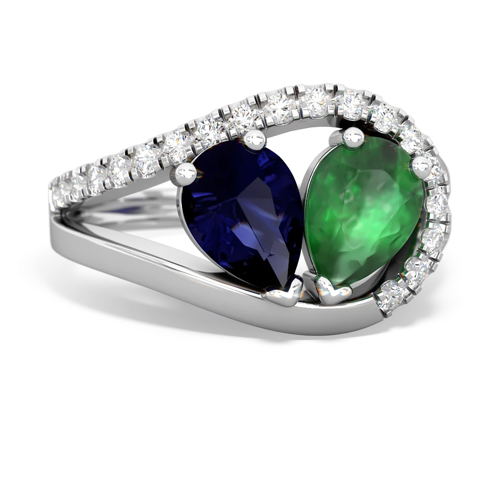 Sapphire Nestled Heart Keepsake 14K White Gold ring R5650