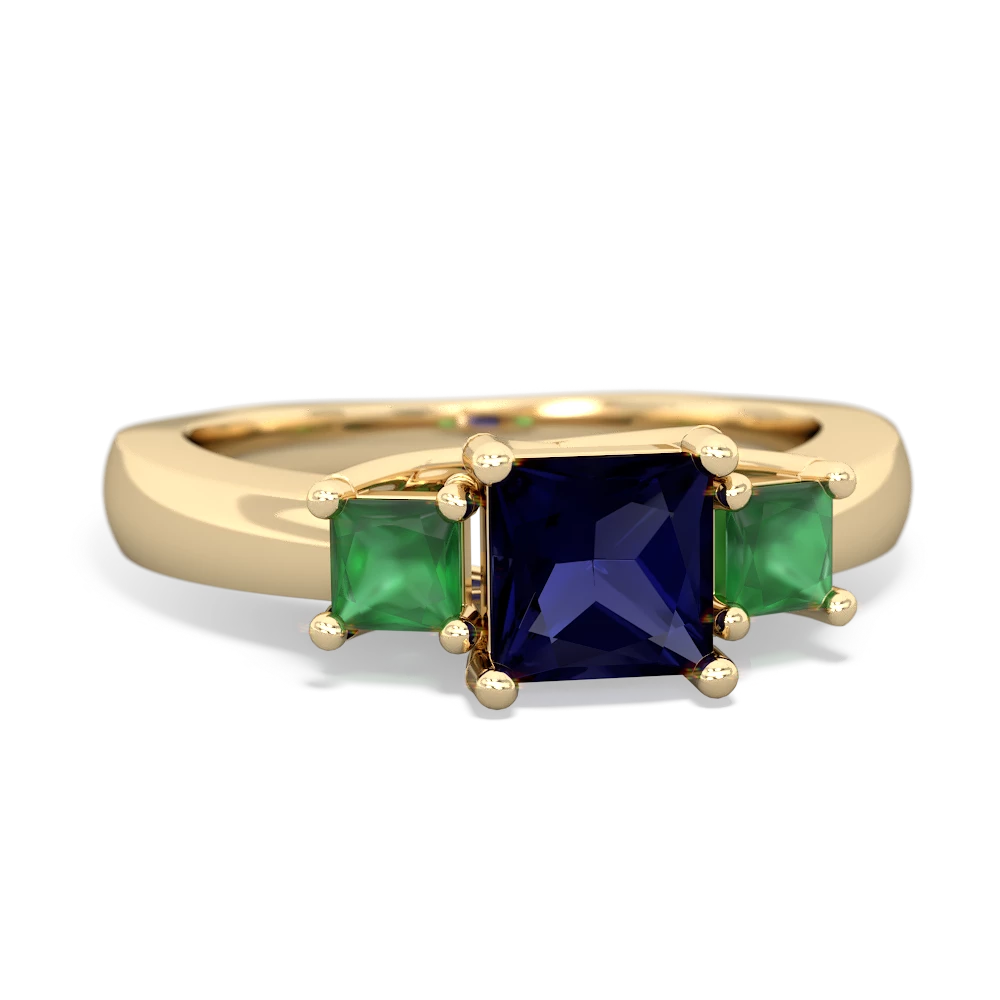 Sapphire Three Stone Trellis 14K Yellow Gold ring R4015