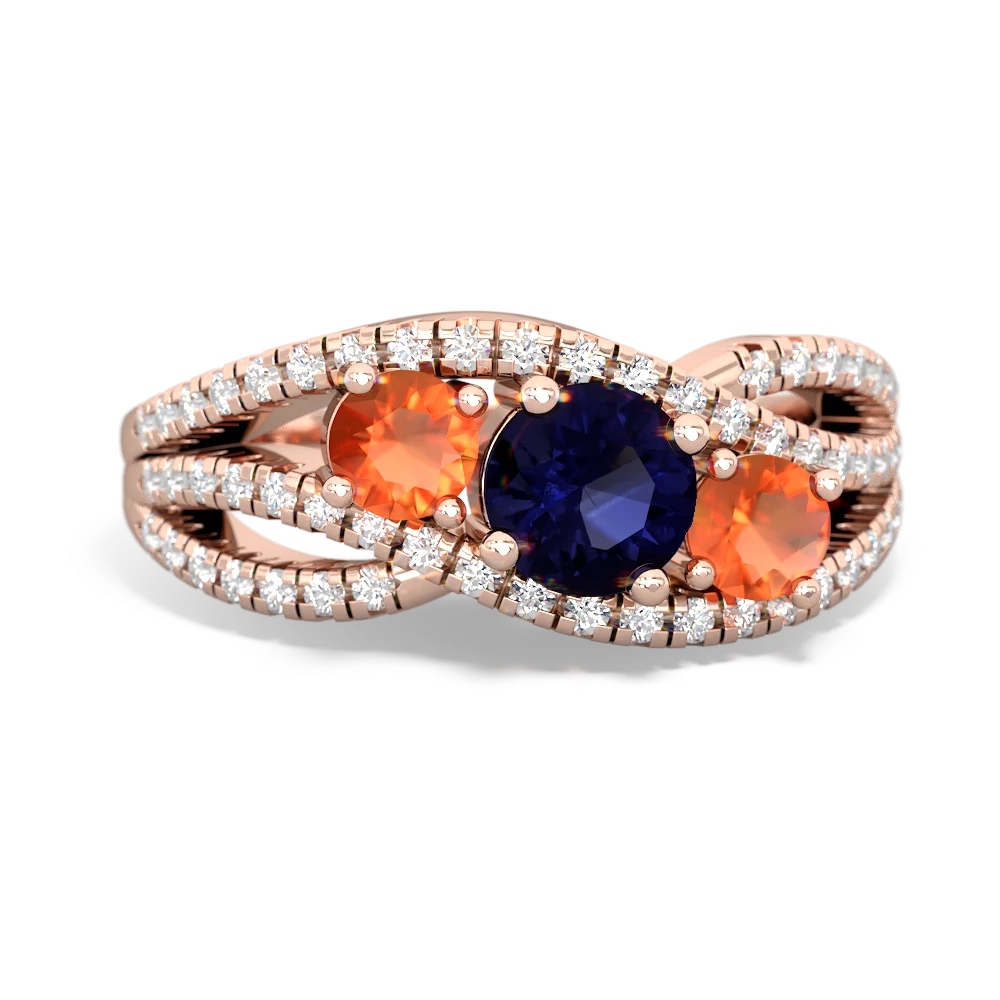 Sapphire Three Stone Aurora 14K Rose Gold ring R3080