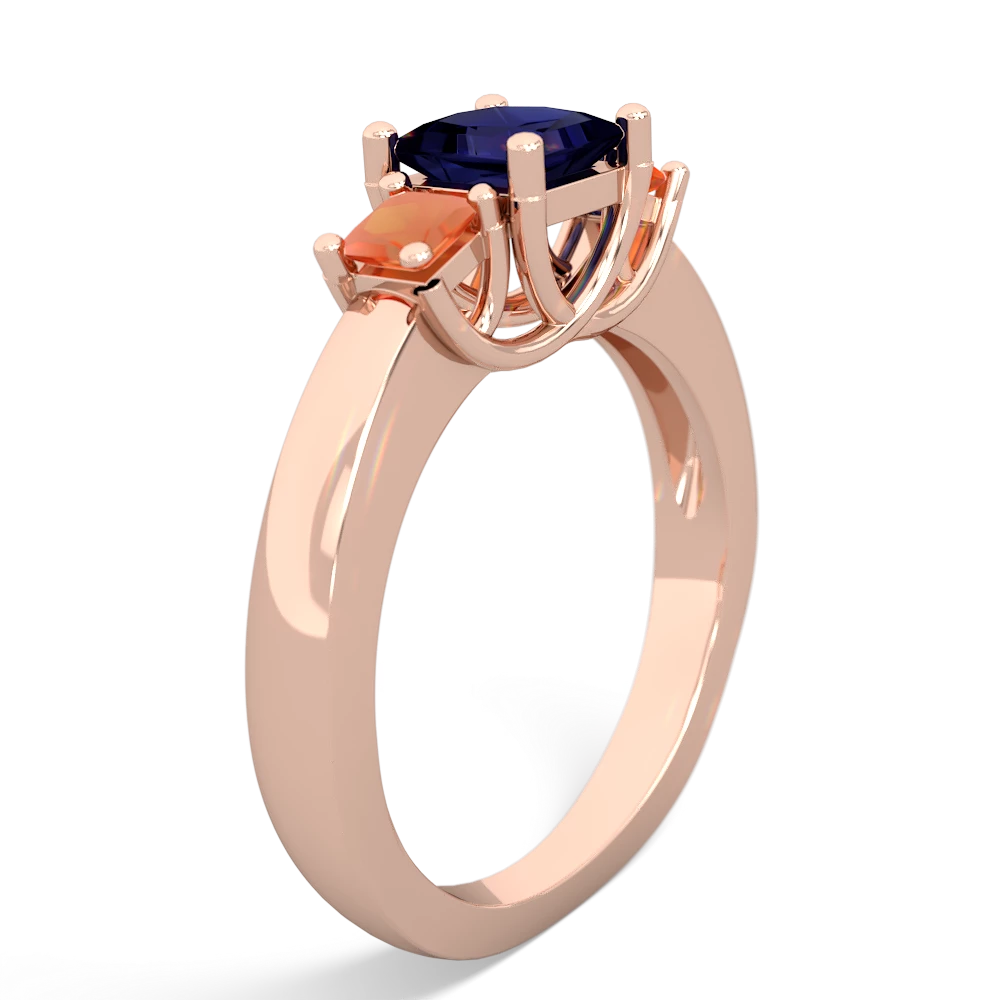 Sapphire Three Stone Trellis 14K Rose Gold ring R4015