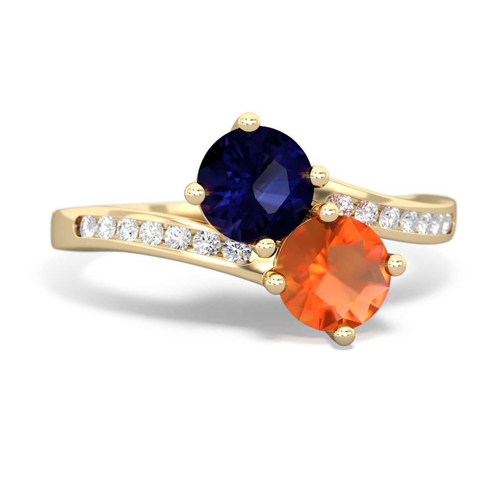 Sapphire Channel Set Two Stone 14K Yellow Gold ring R5303