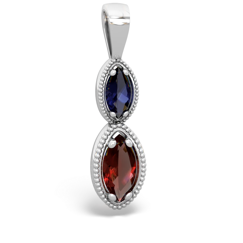 Sapphire Antique-Style Halo 14K White Gold pendant P5700