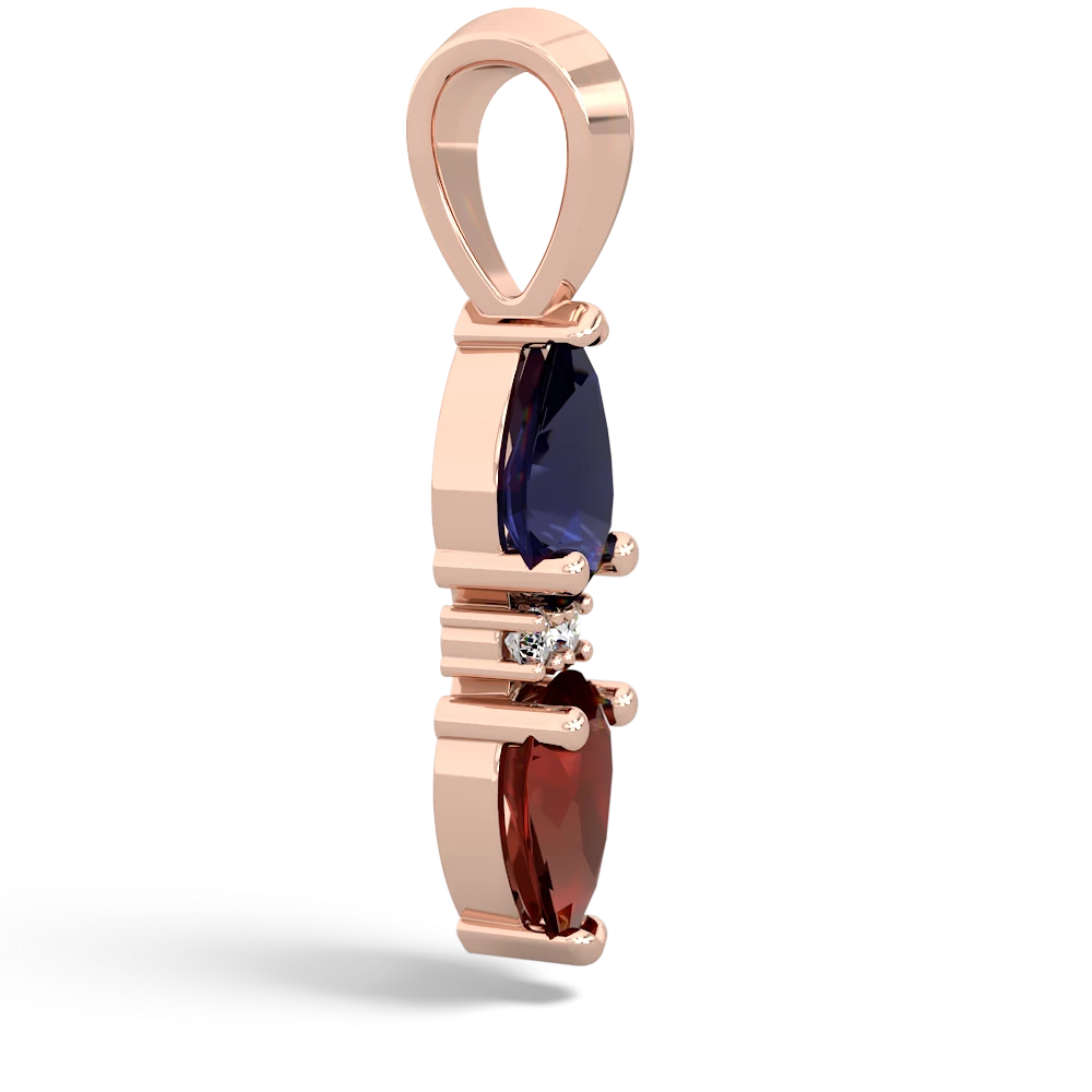 Sapphire Bowtie Drop 14K Rose Gold pendant P0865