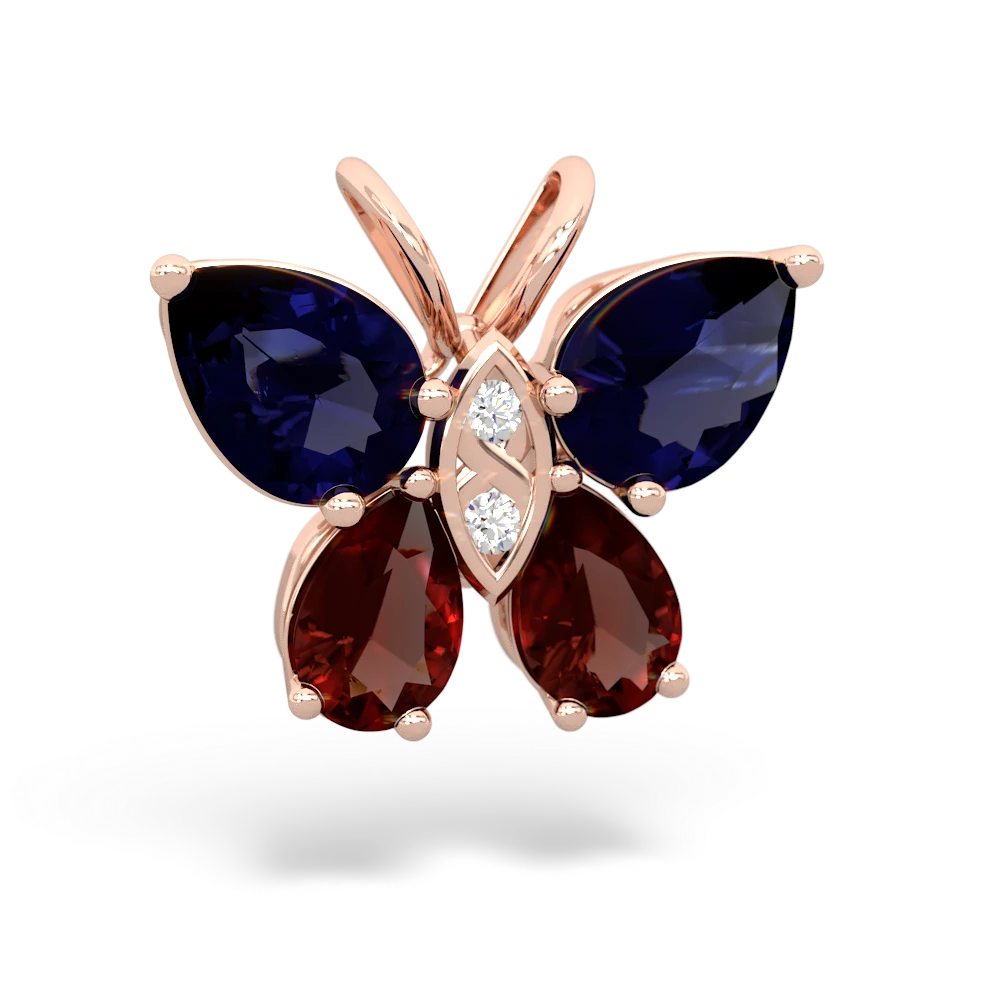 Sapphire Butterfly 14K Rose Gold pendant P2215