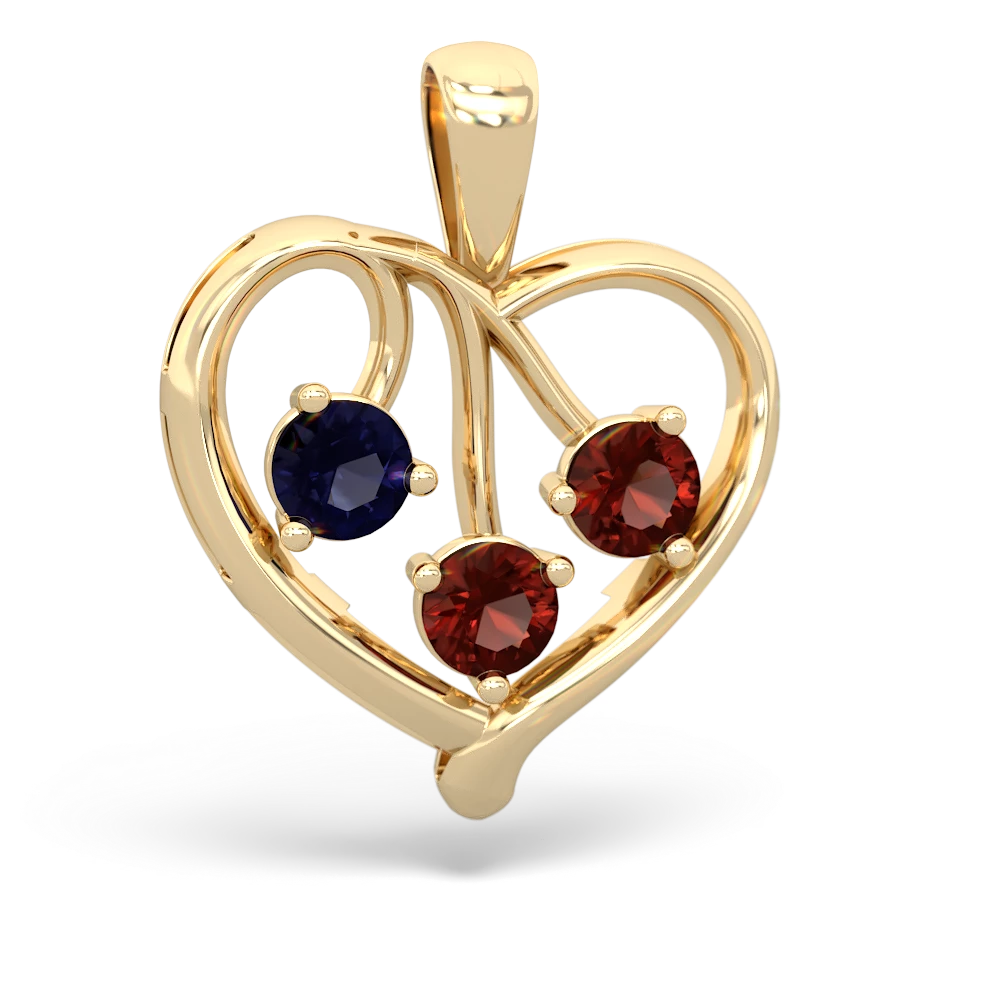 Sapphire Glowing Heart 14K Yellow Gold pendant P2233