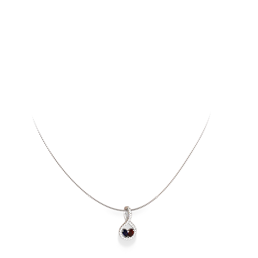 Sapphire Pave Twist 'One Heart' 14K White Gold pendant P5360