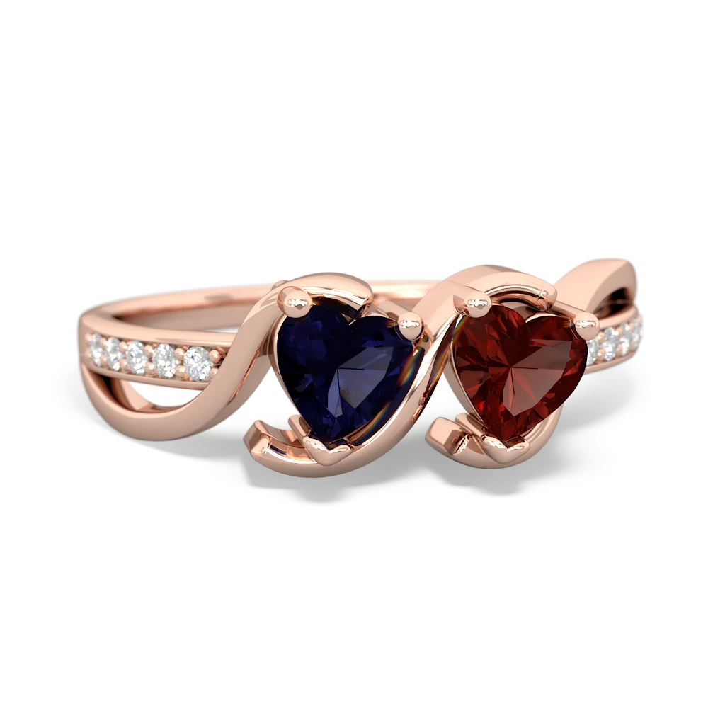 Sapphire Side By Side 14K Rose Gold ring R3090