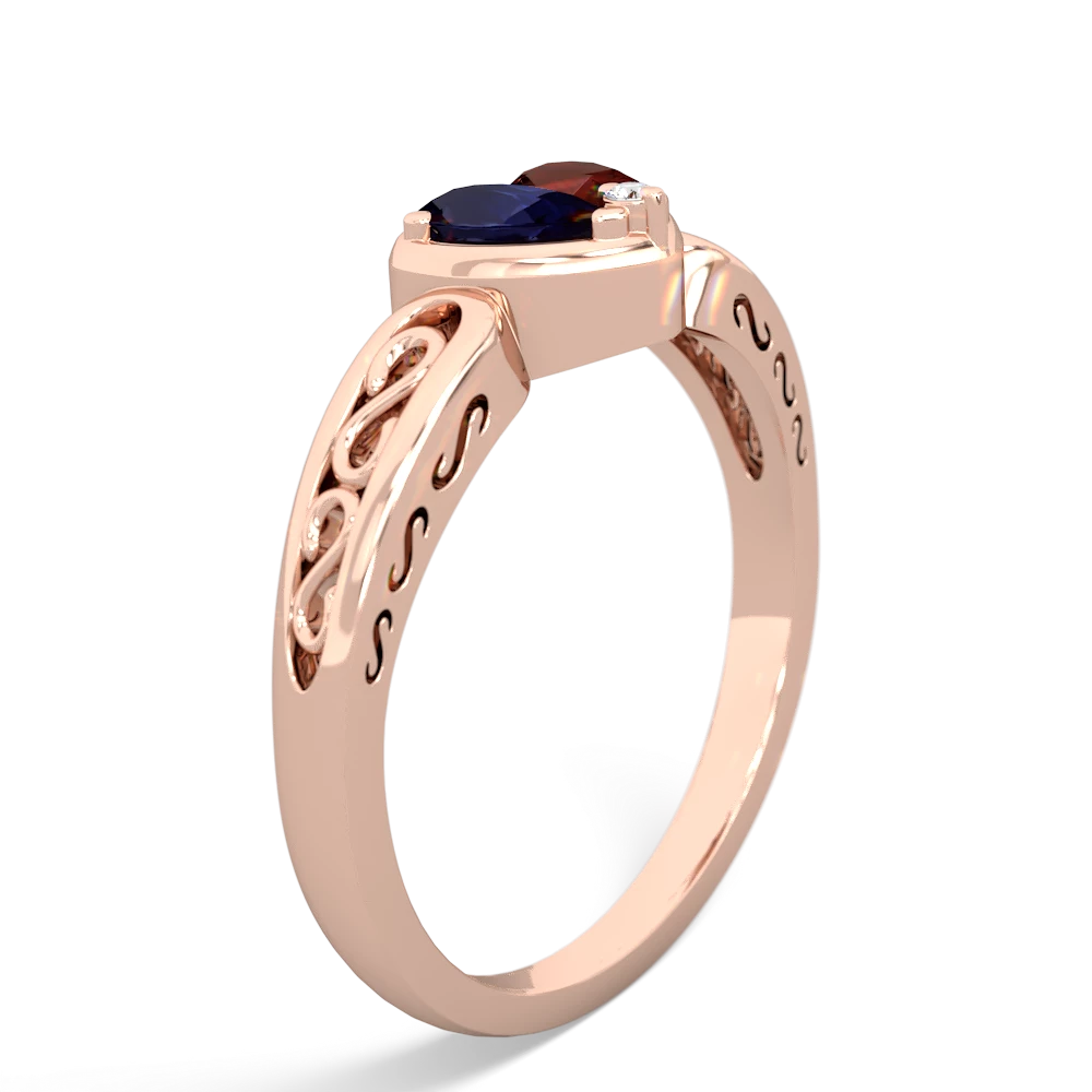 Sapphire Filligree 'One Heart' 14K Rose Gold ring R5070