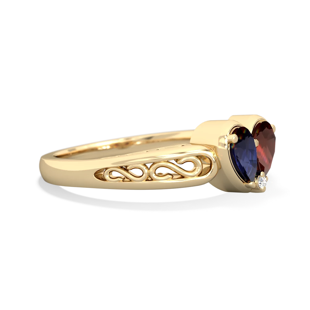 Sapphire Filligree 'One Heart' 14K Yellow Gold ring R5070