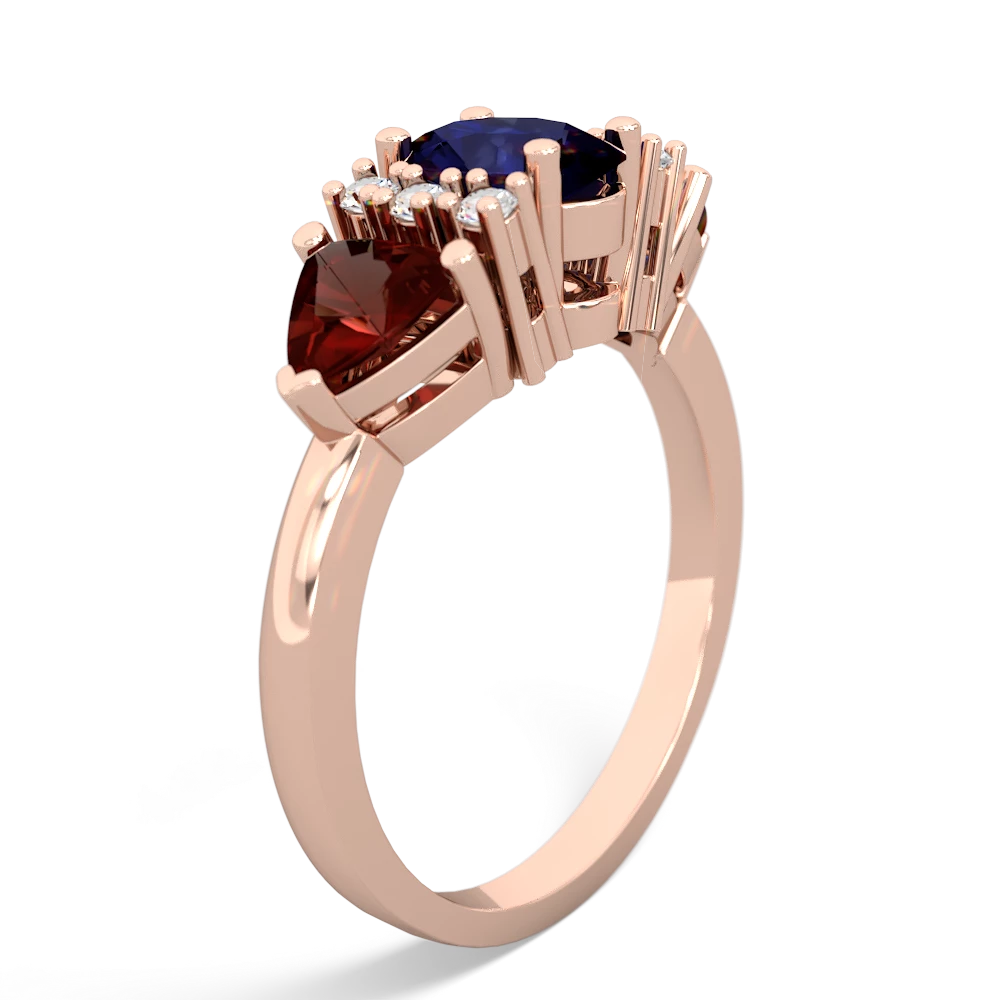 Sapphire Antique Style Three Stone 14K Rose Gold ring R2186