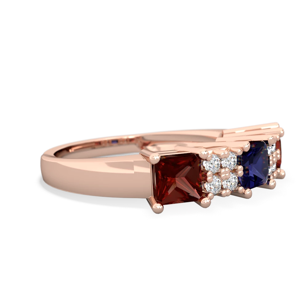 Sapphire Three Stone Diamond Cluster 14K Rose Gold ring R2592