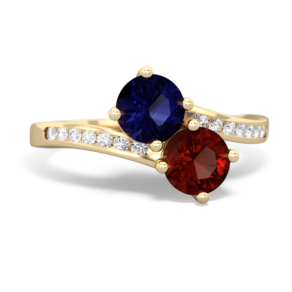 Sapphire Channel Set Two Stone 14K Yellow Gold ring R5303