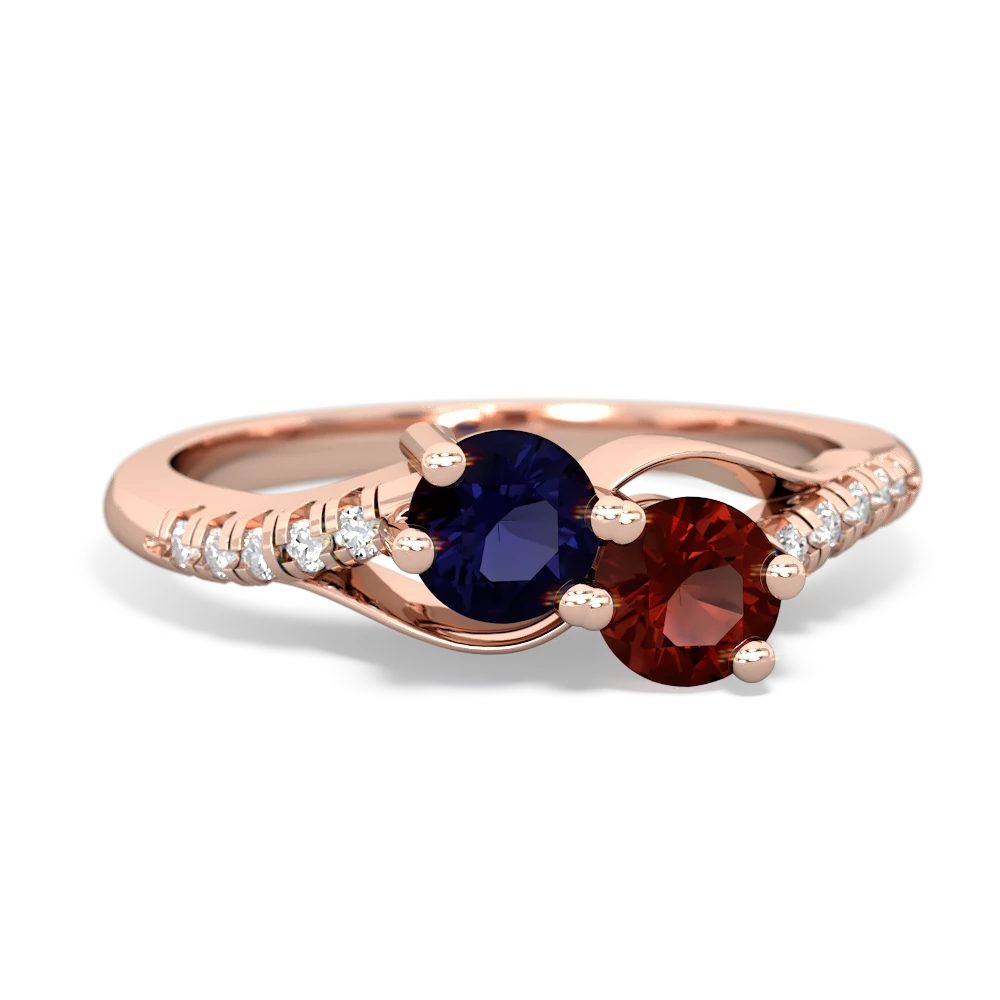 Sapphire Infinity Pave Two Stone 14K Rose Gold ring R5285