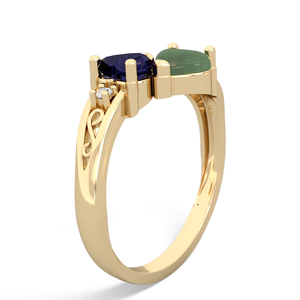 Sapphire Snuggling Hearts 14K Yellow Gold ring R2178