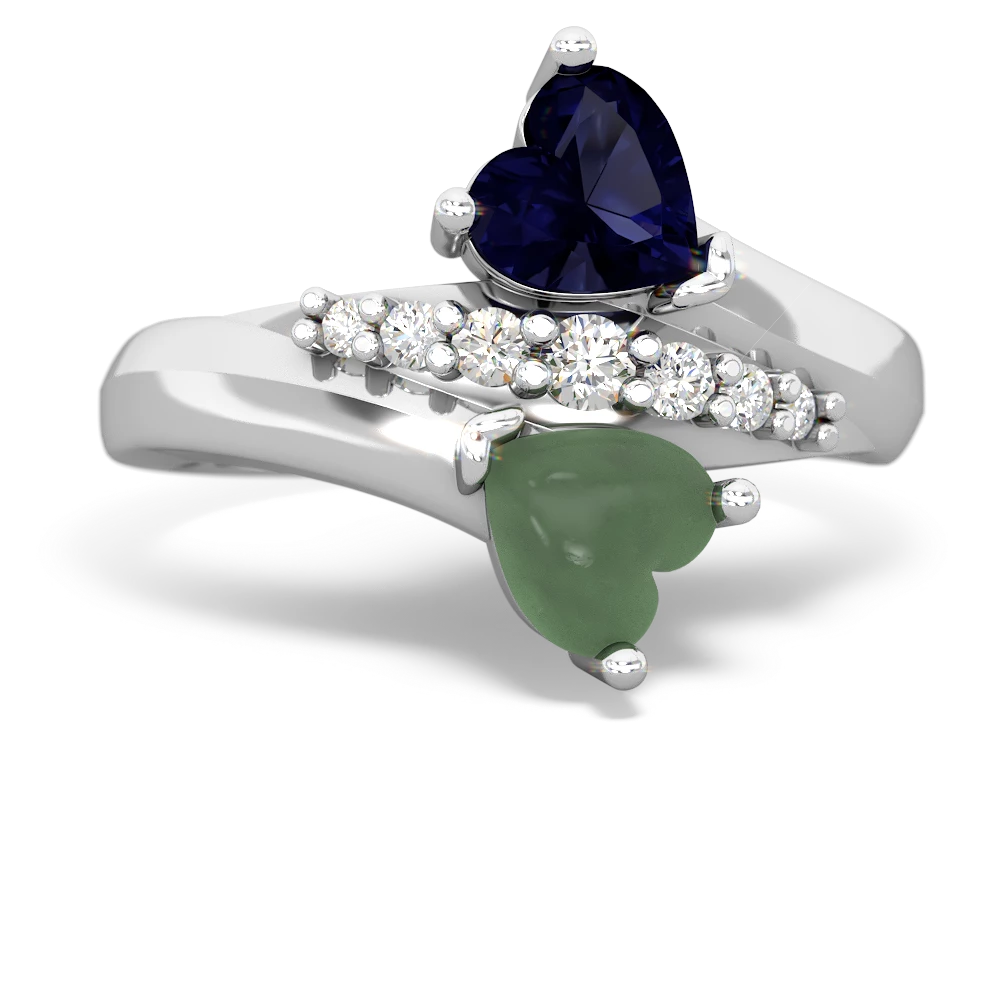 Sapphire Heart To Heart 14K White Gold ring R2064