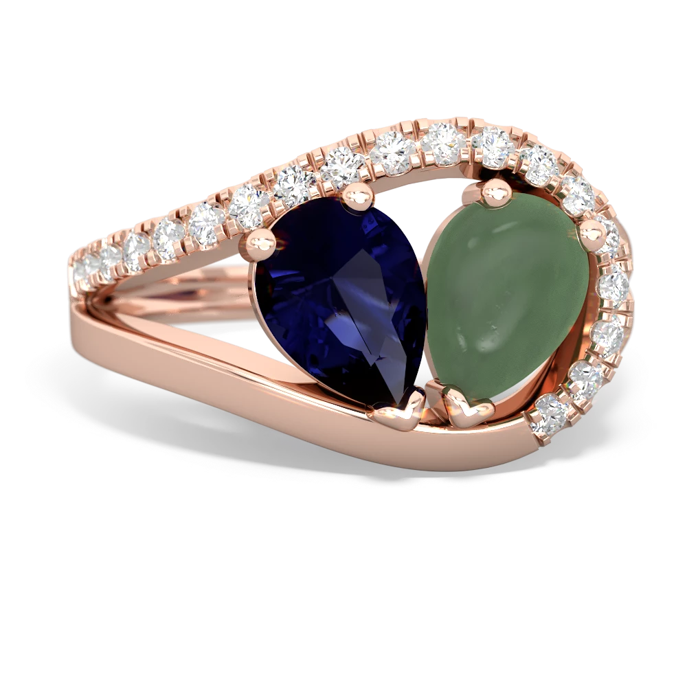 Sapphire Nestled Heart Keepsake 14K Rose Gold ring R5650