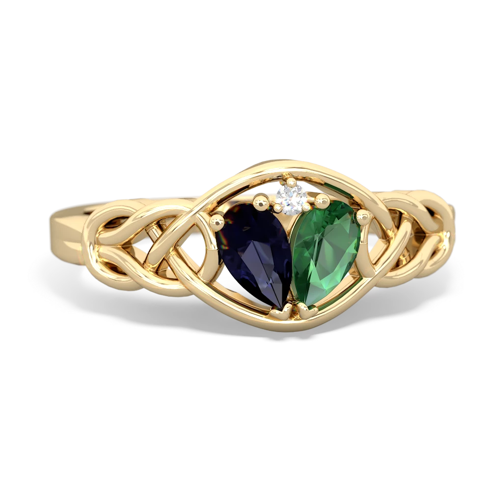 Sapphire Celtic Love Knot 14K Yellow Gold ring R5420