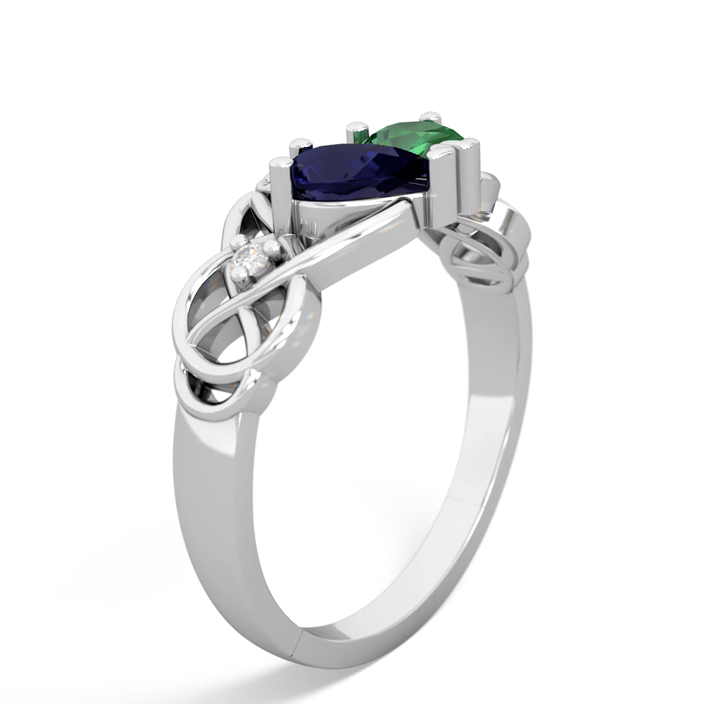 Sapphire 'One Heart' Celtic Knot Claddagh 14K White Gold ring R5322