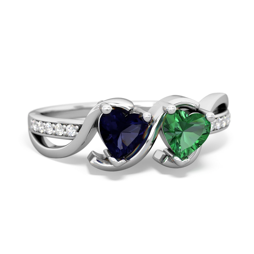 Sapphire Side By Side 14K White Gold ring R3090