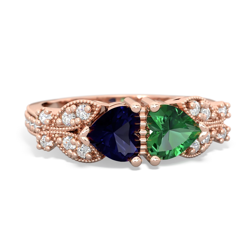 Sapphire Diamond Butterflies 14K Rose Gold ring R5601