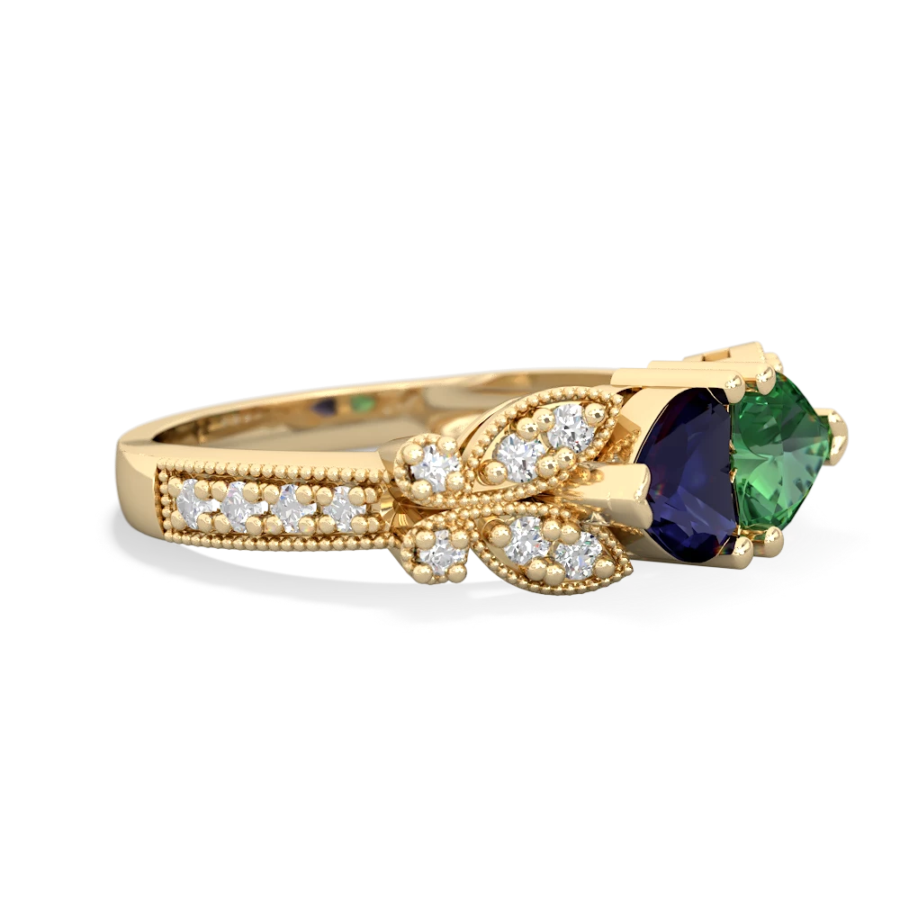 Sapphire Diamond Butterflies 14K Yellow Gold ring R5601