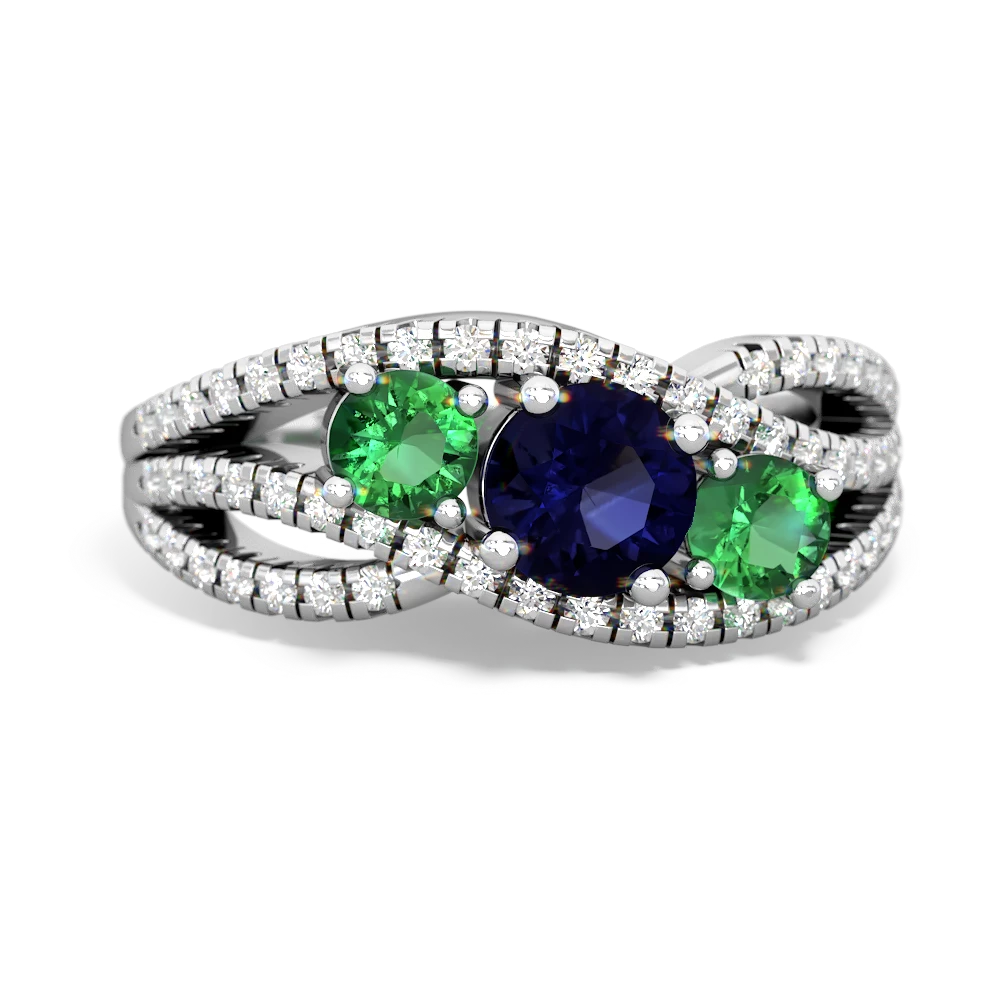 Sapphire Three Stone Aurora 14K White Gold ring R3080