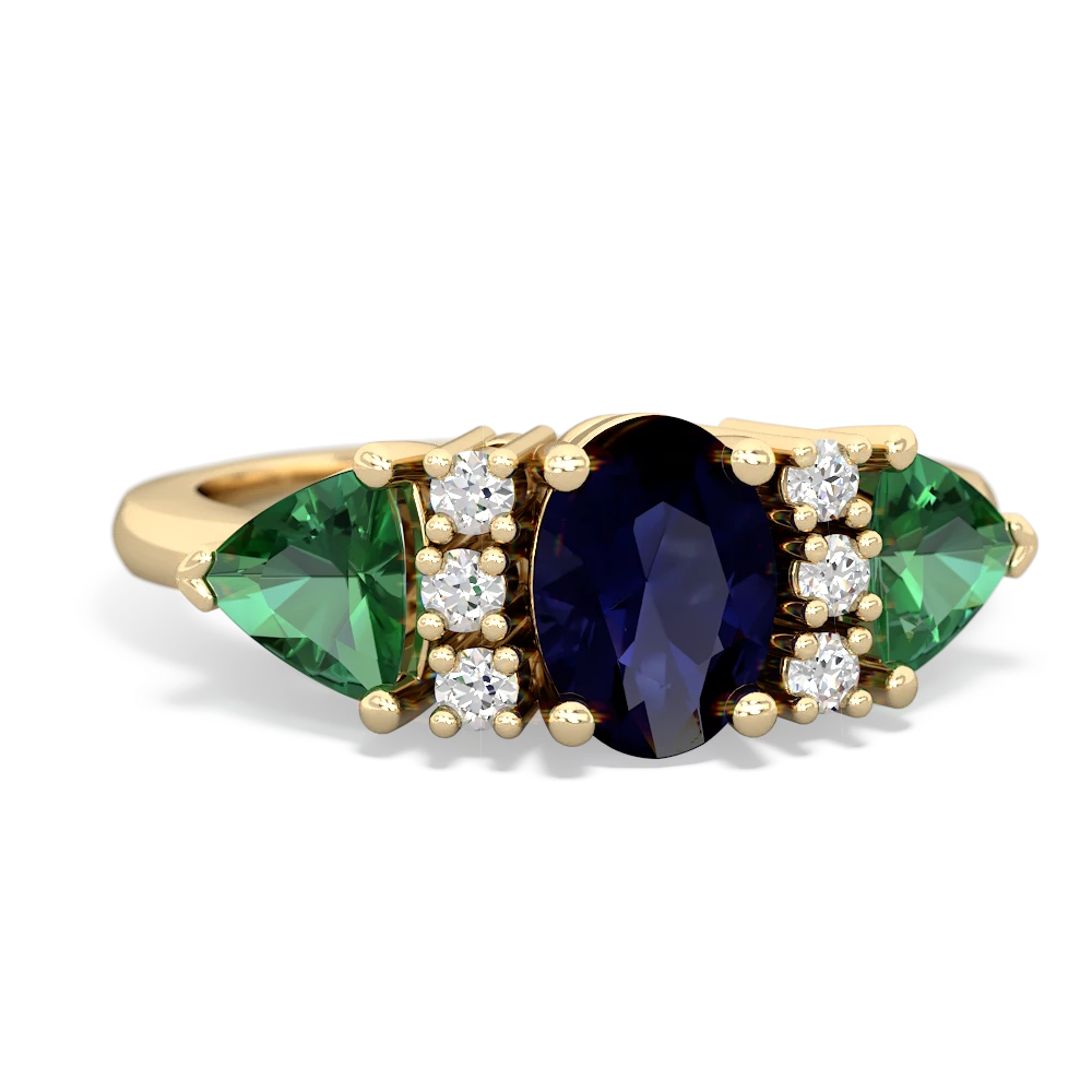 Sapphire Antique Style Three Stone 14K Yellow Gold ring R2186